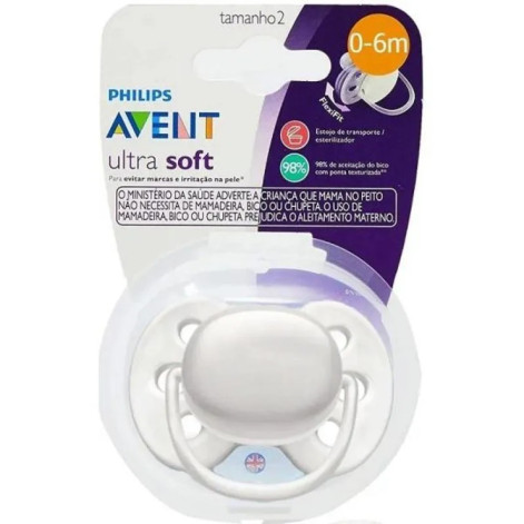 Chupeta Ultra Soft Lisa 0-06 Meses Branca Philips Avent 