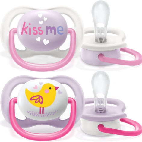 Chupeta Ultra Air 0-6 Meses Philips Avent Girl Decorada Dupla 