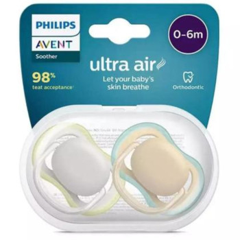 Chupeta Ultra Air Dupla Branca e Bege 0-6M Philips Avent