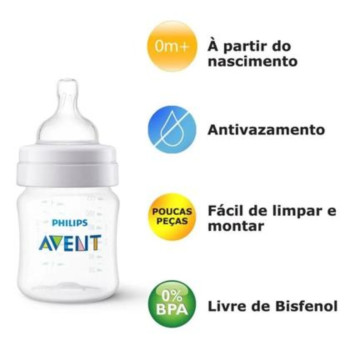 Kit Mamadeira Clássica Anti-Colic 125ml Avent