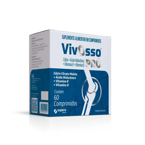 Suplemento Alimentar Vivosso Pró Cálcio + Ácido Hialurônico + Vitaminas D + K 60 Comprimidos