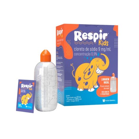 Respir Kids 0,9% Pó para Solução Nasal 15 Sachês + Frasco Aplicador 120ml