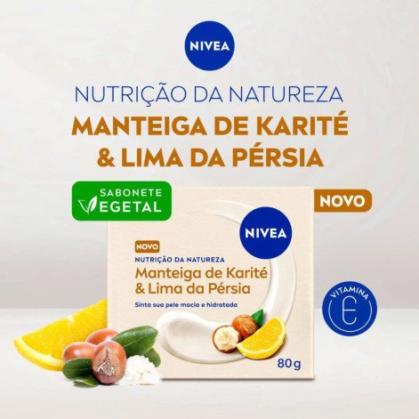 Sabonete Vegetal em Barra Nivea Nutrição da Natureza Manteiga de Karité & Lima da Pérsia 80g