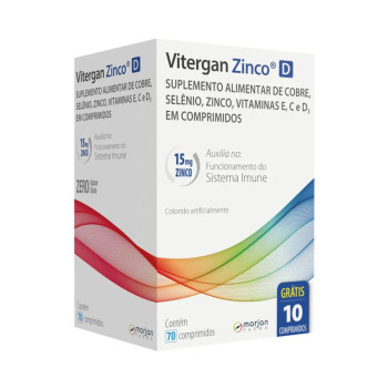 Polivitamínico Vitergan Zinco D 70 comprimidos