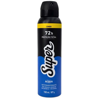 Desodorante Antitranspirante Aerossol 0% Alumínio Acqua 72H Super Cimed 150ml/ 87g