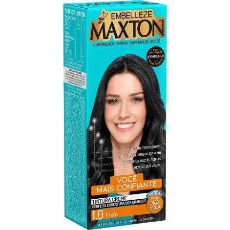 Tinta de Cabelo Permanente Maxton Você Mais Confiante - 1.0 Preto