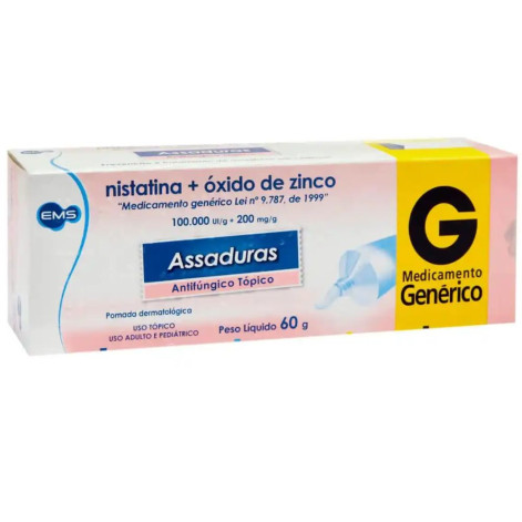 Pomada para Assaduras EMS Nistatina 100000UI/g + Óxido de Zinco 200mg 60g