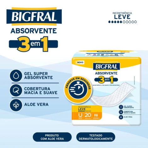Absorvente Adulto Bigfral 3 em 1 Unissex 20 Unidades