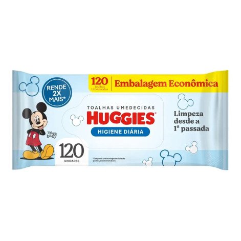 Toalha Umedecida Huggies Higiene Diária 120 Unidades