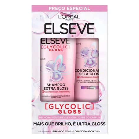 Kit Elseve Glycolic Gloss Shampoo 375ML + Con 170ML