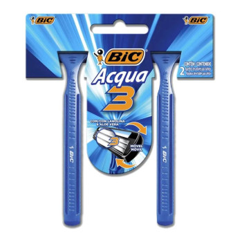 Aparelho Barbear Bic Com 2 Acqua 3 Azul com 2 Unidades
