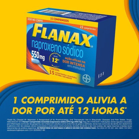 Flanax Naproxeno Sódico 550mg 15 comprimidos