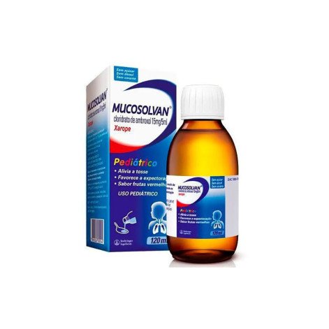 Mucosolvan Cloridrato de Ambroxol 15mg/5ml Xarope Pediátrico Sabor Frutas Vermelhas 120ml