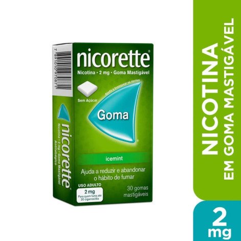  Nicorette Icemint 2mg Goma Mastigável para Parar de Fumar 30 unidades