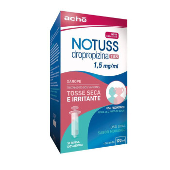Notuss Dropropizina 1,5mg/ml Sabor Morango Xarope Pediátrico 120ml