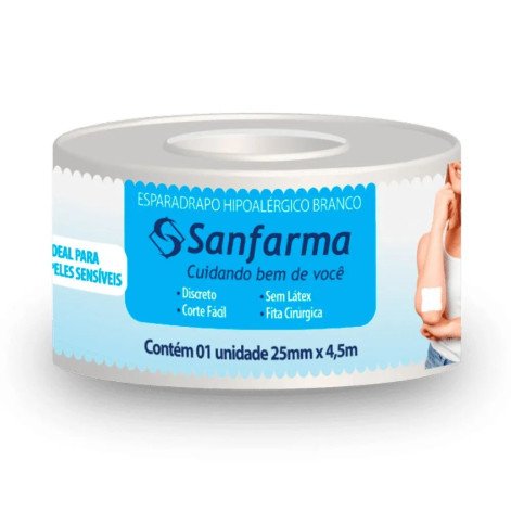 Esparadrapo Sanfarma Hipoalérgico  Sem Latex 25mm x 4,5m
