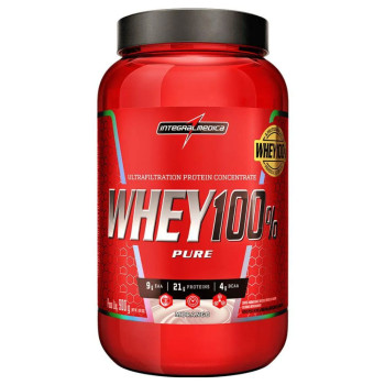 Whey 100% Pure Morango Pote 900g - Integralmédica