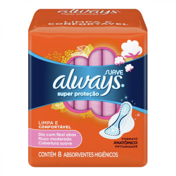 Absorvente Always Super Prot Suave C/Aba 8Un
