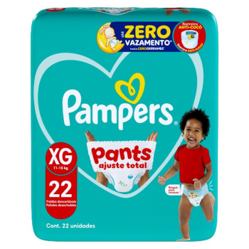 Fralda Descartável Infantil Pants Ajuste Total Pampers XG Pacote 22 Unidades