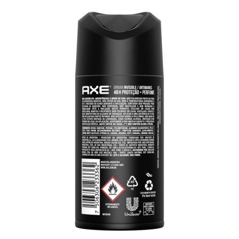 Desodorante Antitranspirante Aerosol Axe Urban Invisible Masculino 48h 90G