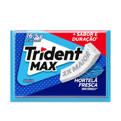 Trident Max Chiclete Sem Açúcar Hortelã Fresca 16,5g