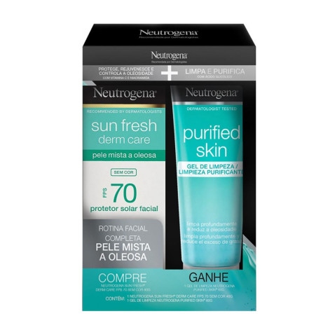 Kit Neutrogena Locao Protetor Solar Fps70 Sem Cor 40G+Gel De Limpeza Purified Skin 60G