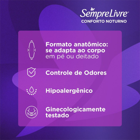 Absorvente Sempre Livre Conforto Noturno Cobertura Suave Com Abas com 16 unidades