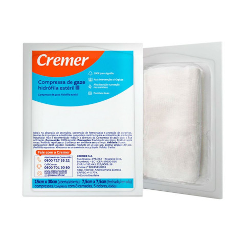 Compressa Gaze Cremer Esteril 11 Fios C/5 Dobras