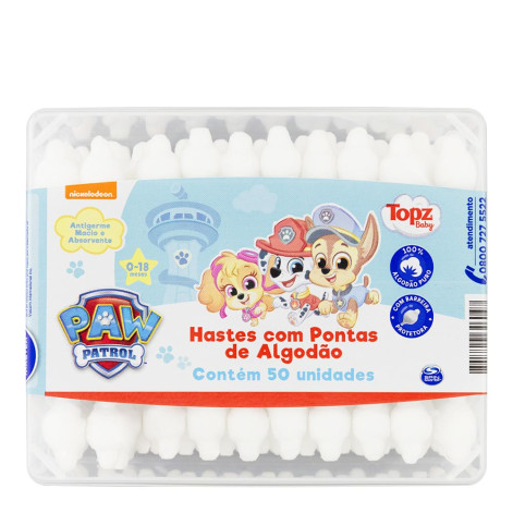 Hastes Flexíveis Topz Baby Patrulha Canina com 50 unidades