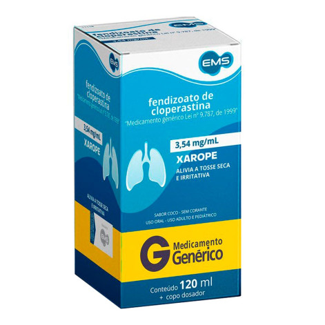 Fendizoato de Cloperastina 3,54mg/ml Xarope 120ml + copo dosador EMS Genérico