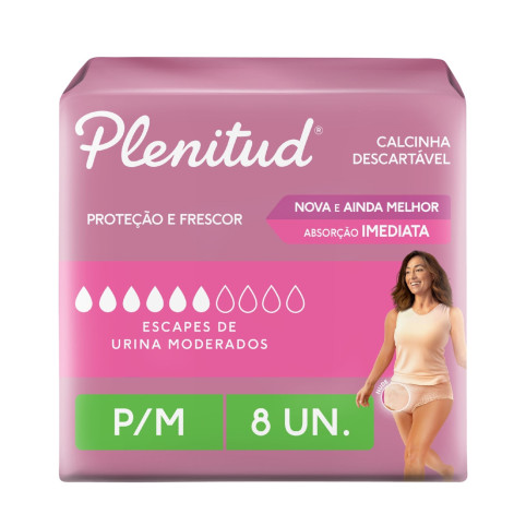 Roupa Íntima Plenitud Femme para Incontinência P/M 8 Unidades