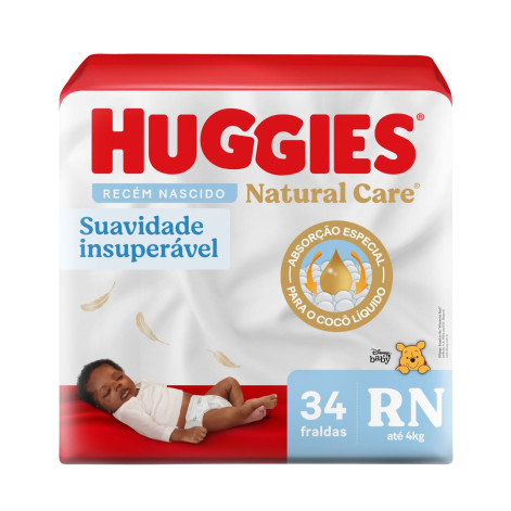 Fralda Huggies Nat Care Mega Rn 34Un