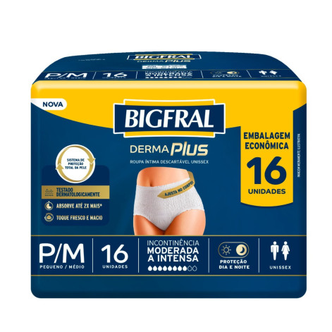 Fralda Adulta Bigfral 16Un Pants Premium Pq/Md