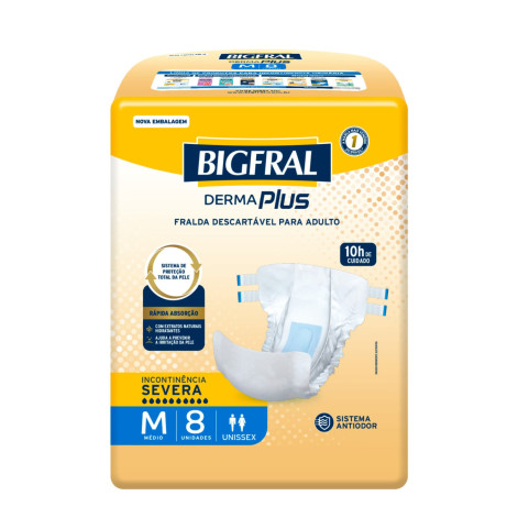 Fralda Adulta Bigfral 8Un Derma Plus M