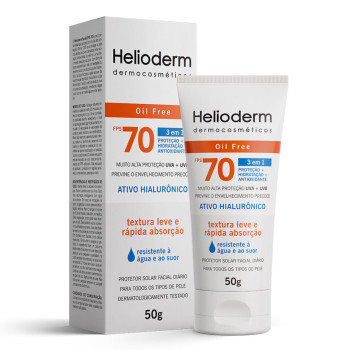 Protetor Solar Facial Helioderm FPS 70 Ativo Hialurônico 50g