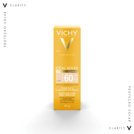 Protetor Solar Facial Vichy Idéal Soleil Clarify FPS 60 Clara Proteção e Uniformização para Tom Claro 40g