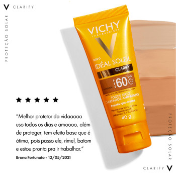 Protetor Solar Facial Vichy Idéal Soleil Clarify FPS 60 Clara Proteção e Uniformização para Tom Claro 40g
