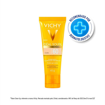 Protetor Solar Facial Vichy Idéal Soleil Clarify FPS 60 Clara Proteção e Uniformização para Tom Claro 40g