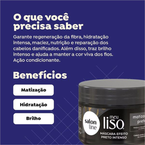Máscara Tratamento Capilar Salon Line Meu Liso Matizadora Preto 300gr