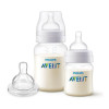Kit Duplo Mamadeira Anti-Colic Philips Avent Transparente 125ml + 260ml + Bico extra 6m+