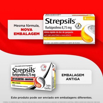 Pastilha para Garganta com Anti-inflamatório e Analgésico Strepsils Sabor Mel e Limão 8 unidades